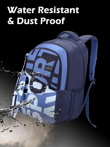 Image of Lavie Sport Troy 35L Navy Backpack | Fits Upto 15 Inch Laptop | Organizer & Bottle Holder |Rain Cover |Pencil Pouch | Gift for Men, Women, Boys, Girls | Laptop Sleeve for School & College