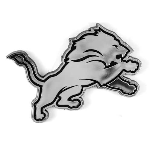 FANMATS 60268 NFL - Detroit Lions Molded Chrome Emblem | Chrome | 3.25” x 3.25 | Lion Primary Logo