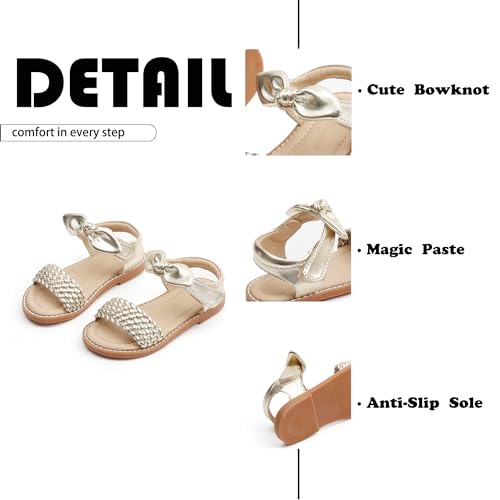 Image of Flaryzone Girls Sandals Open Toe Summer Flats Dress Sandals Shoes Toddler /Little Kid