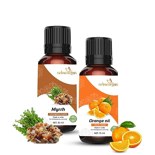 Image of Pure Combo Of 2 Essential oil For Hair & Skin Natural Therapeutic Grade & Undiluted Oil 15ML (Myrrh-Orange)