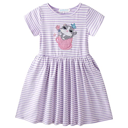 VASCHY Dress for Girls,Cute Girls Ruffle Sleeve Princess Party Outfit Clothes,Toddler/Little/Big Kid Girls Clothing2