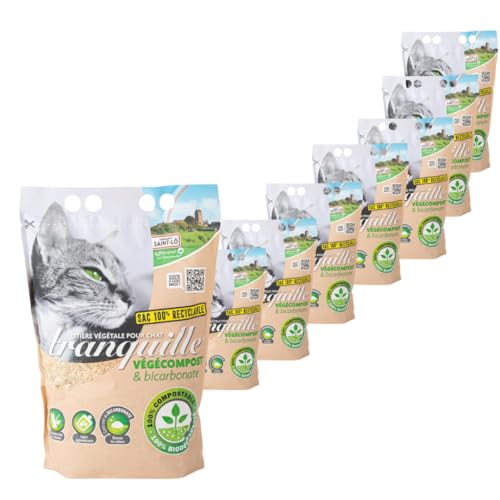 Tranquille - Litière Végétale Agglomérante Vegecompost 4 litres - Lot de 8