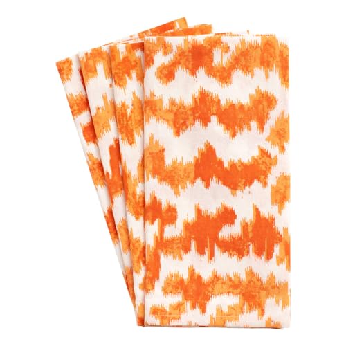 Servilletas Caspari Moiré Modernas en Naranja - Algodón, Set de 4 miniatura 1