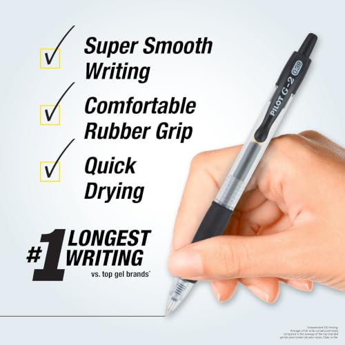 Image of PILOT G2 Premium Refillable & Retractable Rolling Ball Gel Pens, Ultra Fine Point, Black Ink, 12 Count (31277)