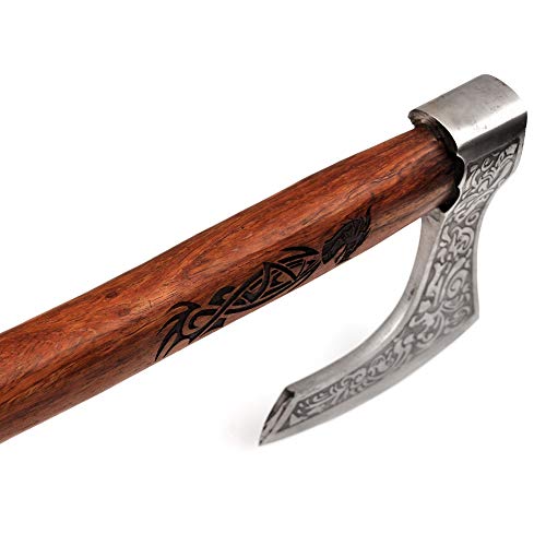 Armory Replicas - Hand Forged Viking Skeggøx Battle Axe - Medieval Replica High Carbon Tempered Steel Functional Bearded Axe w/Leather Sheath - Thumbnail 3