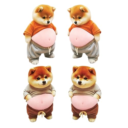 4 Stück Türstopper Wand Selbstklebend, Shiba Aufkleber, 3D Aufkleber Wand, Niedlicher Weichess Leise Türstopper Hund für Türgriffe Kühlschranktür Schränke vor Beschädigung