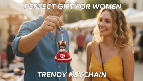 Image of Personalized Name Handmade Crochet Reversible Doll Bouquet Keychain For Backpack, Handbag, Purse | Gift for women Birthday, Anniversary, Valentine's day