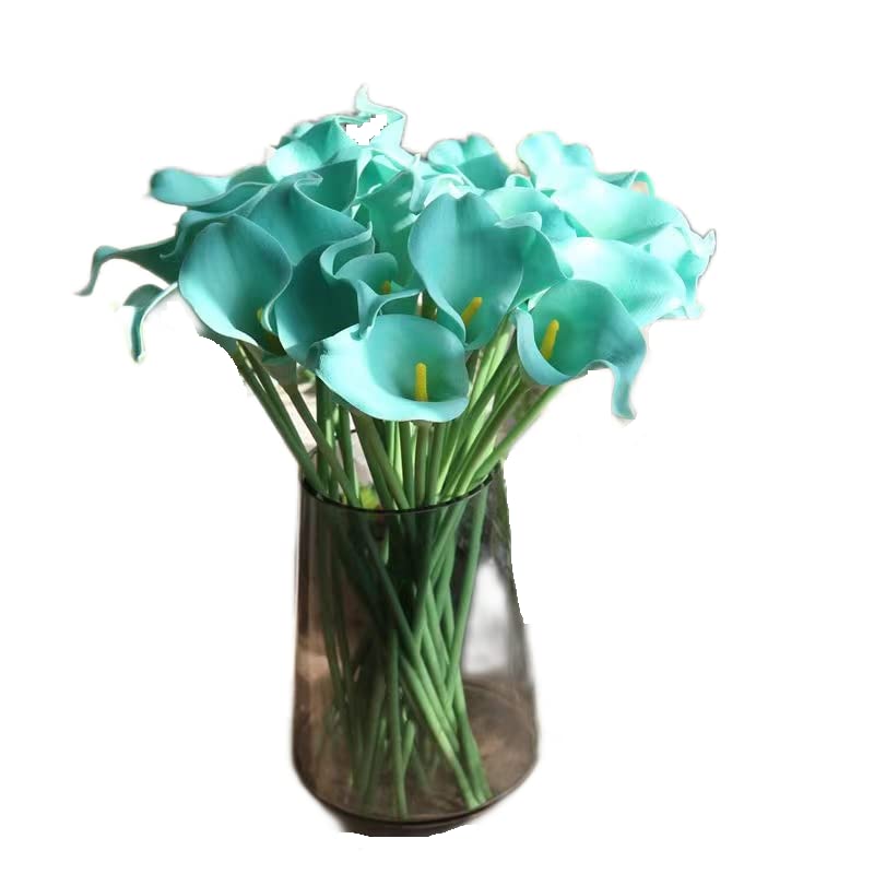 MASINIES Artificial Calla Lilies Fake Lilies Flowers Bouquet, Real Touch Calla Lily Flowers DIY Artificial Flowers for Wedding Flower Arrangement, Home Decor, Garden Party (Blue -yellow)