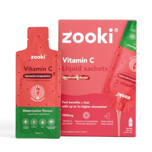 Zooki Liposomal Vitamin C 1000mg Liquid – 4X Higher Absorption – Great Taste, Sugar Free, Vegan – Alternative to High Strength Vitamin C Tablets – Immune System – Energy (Watermelon, 14 Servings)