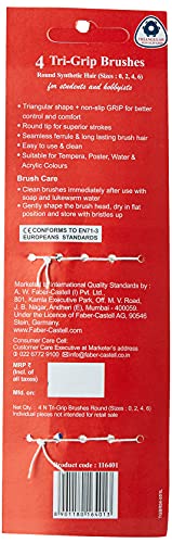 Image of Faber-Castell Plastic Poster Color Tin Box - Pack Of 12 (Assorted) Tri-Grip Brush - Round, Pack Of 4 (Assorted)