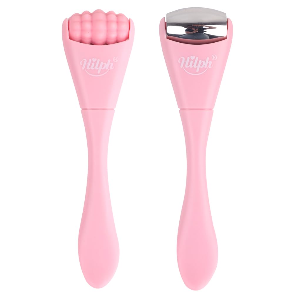 Hilph 2 Pack Mini Ice Roller for Face Eyes Portable Eye Roller Set with Stainless Steel and Silicone