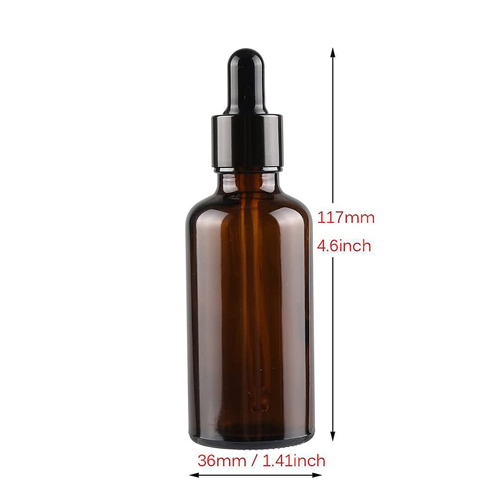 24 Pieza, Vacío 50ml Marrón Ámbar Botellas de Botellas de Cuentagotas Cristal, con anillo de negro y pipeta, para Aceite Esencial, Masaje,Fragancia, Aromaterapia, Laboratorio