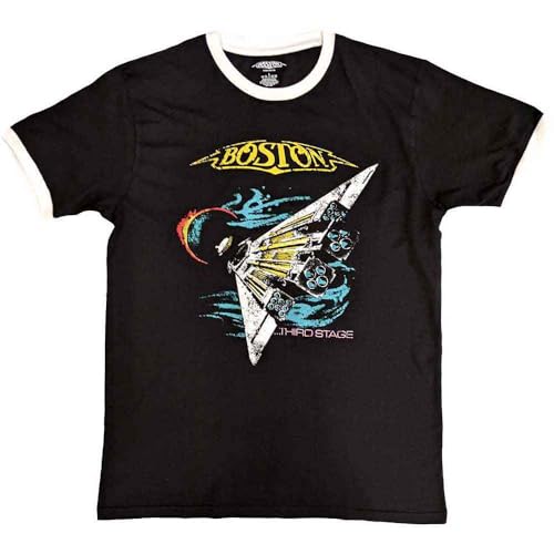 Rock Off officially licensed products Men's Boston Us Tour '87 T-Shirt Large Black & White