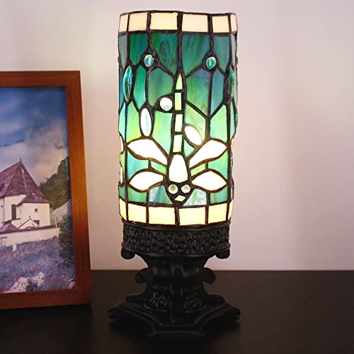 Rhlamps Small Tiffany Table Lamp Mini Stained Glass Lamp Wide 4 Tall 10 Inch Dragonfly Style Candle Type Desk Lamp Decorate Bedroom #TOP4