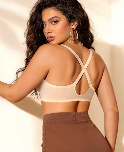 Image of YANDW Sexy Womens Mesh Front Closure Racerback Bras for Women See Through Plunge Non Padded Unlined Sheer Demi Bra Underwire