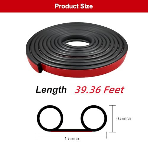 Image of 39.36Ft Rubber Weather Tailgate Seal Strip： Fits Pickups, Truck Cap, Auto Car, Car Weather Stripping Double-Bulb Seal Dustproof, Noise Reduction