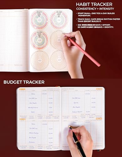 Image of NEORAH - A5 DATED DAILY Planner 2026 ACCOMPLISH - 512 Pages of Yearly•12 Month•52 Week+Hourly•365 Daily Journal Pages•Budget•Habit Tracker-Office Diary Academic Diary - SOFTCOVER - (BLACK ONYX)