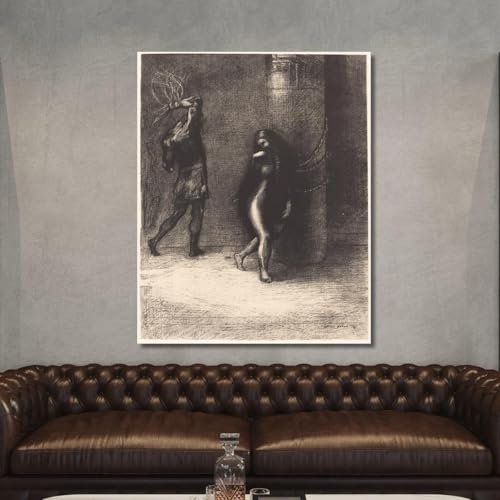 Tableau Odilon Redon Saint-Antoine toile imprimée cadre 100x80 - 3