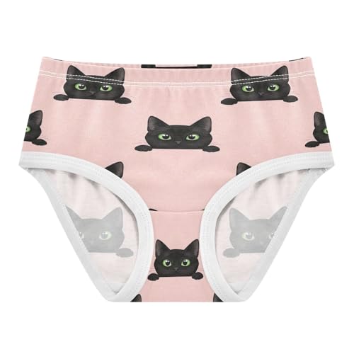 Cute Black Cat Girls Briefs, Toddler Briefs, Girls' Cotton Brief Underwear, 2–8 Years - Main Image