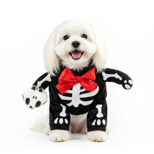 NACOCO Halloween Dog Funny Costume Pet Horror Skeleton Clothes Dog Wonderful Christmas Clothes for Small to Large Dog and Cat(Skeleton,M)
