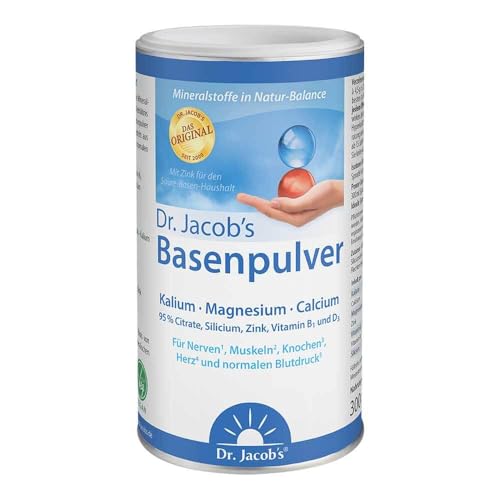 Dr. Jacob\'s Basenpulver I viel Kalium, Calcium und Magnesium I das Original Citrat-Basen-Pulver in Premium Qualität seit 25 Jahren I gezielter Mineralstoff- und Basen-Ausgleich* I 300 g Dose, vegan