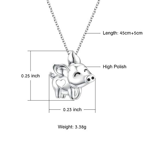 S925 Sterling Silver Animals Pendant Necklace Cute Animal Lover Jewelry Birthday For Women Girls Daughter Wife (Pig) #TOP4