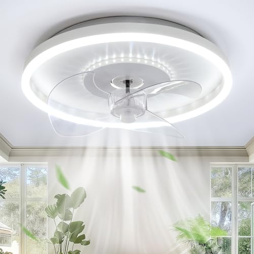 AOEH Deckenventilatoren Mit Beleuchtung LED Dimmbar Deckenlampe Mit Ventilator 6 Wind Modern Runde Leise Fan Deckenleuch...