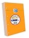 Oxford Lot de 3 Bloc-Notes Agrafés Format A4+ (21x31,5cm) 160 Pages Grands Carreaux Seyès Perforées Couverture Orange