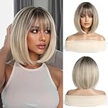 Esmee Short Straight Blonde Wigs for Women Natural Synthetic Hair Ombre Wig for Daily & Party Use