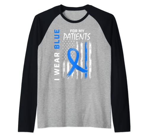 Blue Group Matching Enfermeras Diabetes Concientización Bandera Hombres Mujeres Camiseta Manga Raglan