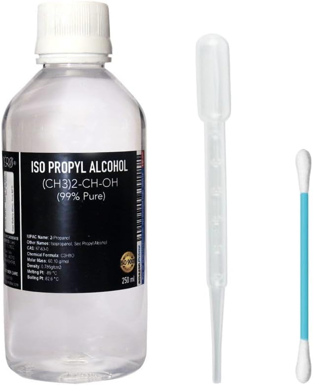 CERO ® 99.9% Pure Iso Propyl Alcohol Solution (250ml) with Complimentary Dropper and Cotton Bud - CAS: 67-63-0