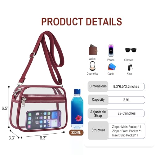 Image of Oraben Clear Bag for Stadium Events Clear Purse Stadium Bag Satchel Handbags for Sports Events Concerts Festivals | Stadium Approved