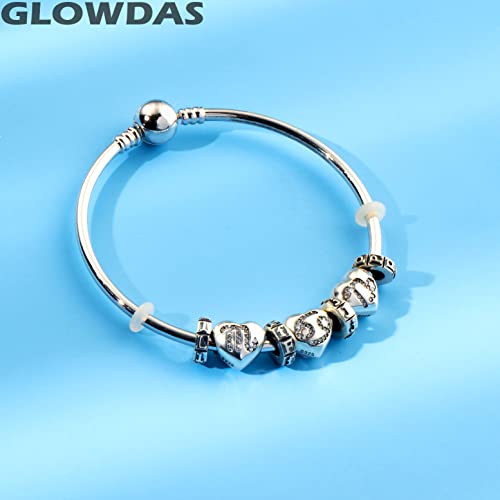 Letter F Spacer Charms, Initial F Alphabet Rubber Stopper Beads In Antique 925 Sterling Silver, Fits Pandora Diy Snake Chain, Personalized Gift For Family/Friend/Fathers Day #TOP3