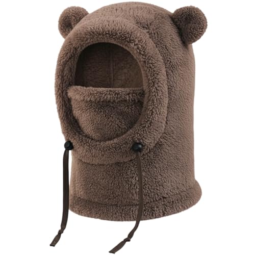 DRESHOW Cagoule Hiver Thermique pour Enfants Cagoule de Ski Polaire Coupe-vent pour Enfants avec Oreilles Mignonnes pour Garçons Filles Cyclisme Patinage Randonnée Activités de Plein Air pour 3-10 Ans