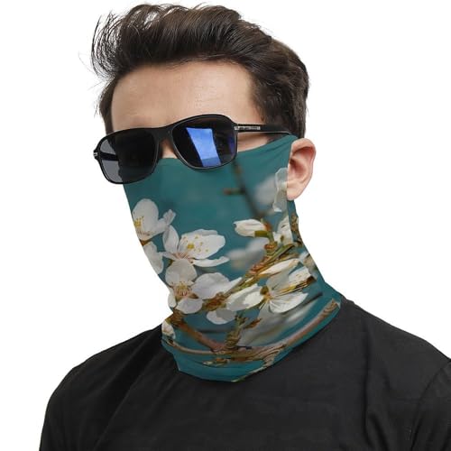 Neck Gaiter Pale White Flowers Face Mask for Travel Face Cover Scarf for Men Women Elastic Headbands Wind-proof Bandana for Skiing Fishing Hiking Cycling2