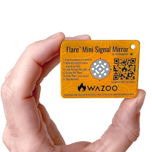 Flare™ 2" x 1.5" Mini Signal Mirror for Everyday Carry, Camping, Hiking, Travel, Survival | First Aid Kits, Emergency Kits, Pocket Survival Kits, and Bugout Bags