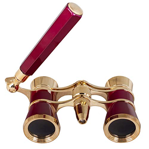 Levenhuk Broadway 325N Opera Glasses (Red Theater Binoculars with LED Light and Extendable Handle)