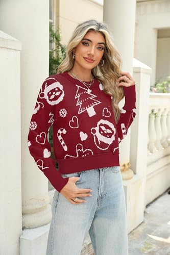 Image of Zeagoo Womens 2025 Fall Crewneck Cropped Sweater Cozy Long Sleeve Ribbed Knit Pullover Dropped Shoulders Trendy Jumper Tops