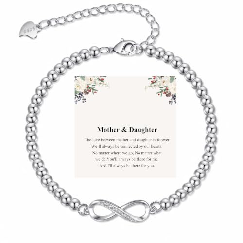 Image of RANKEEF Gifts For Mum And Daughter Silver Infinity Bracelet