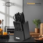 Ensemble de couteaux, 15 Pièces Kitchen Knife Sets avec bloc, Aiguisseur intégré, Lave-vaisselle sans danger, Poignée ergonomique, Cnife Block Set pour l'étuvage, le givrage, le dégivrage & Coupe, noir