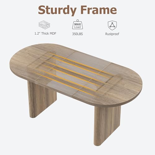 Image of GarveeHome Oval Dining Table for 6-8 People, Long Large Kitchen Table with Thick Sturdy Wooden Base, Farmhouse Dining Room Table for for Kitchen, Living Room, Office (63 inch Long,Rustic Pear)