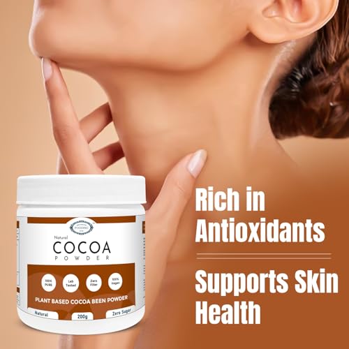 Image of Premium Natural Cocoa Powder | Unsweetened & 100% Pure | Perfect for Baking, Smoothies, and Hot Chocolate | Vegan, Gluten-Free, and Non-GMO | 200g