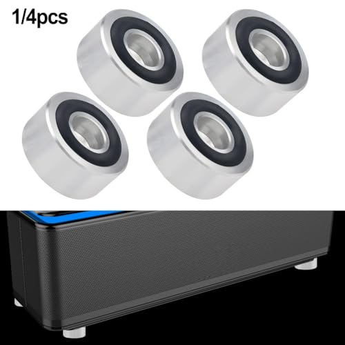 Lawnoval Estacas de aleación de aluminio para altavoces con almohadillas de aislamiento, equipo de audio HiFi, color plateado, pequeño - imagen 4