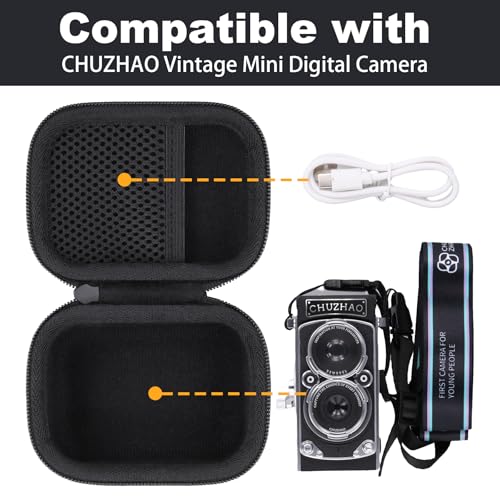 Image of Camera Case for CHUZHAO Vintage Mini Digital Camera,Compatible with Portable TLR Style Retro Compact Small Pocket Autofocus Camera(Black Case)