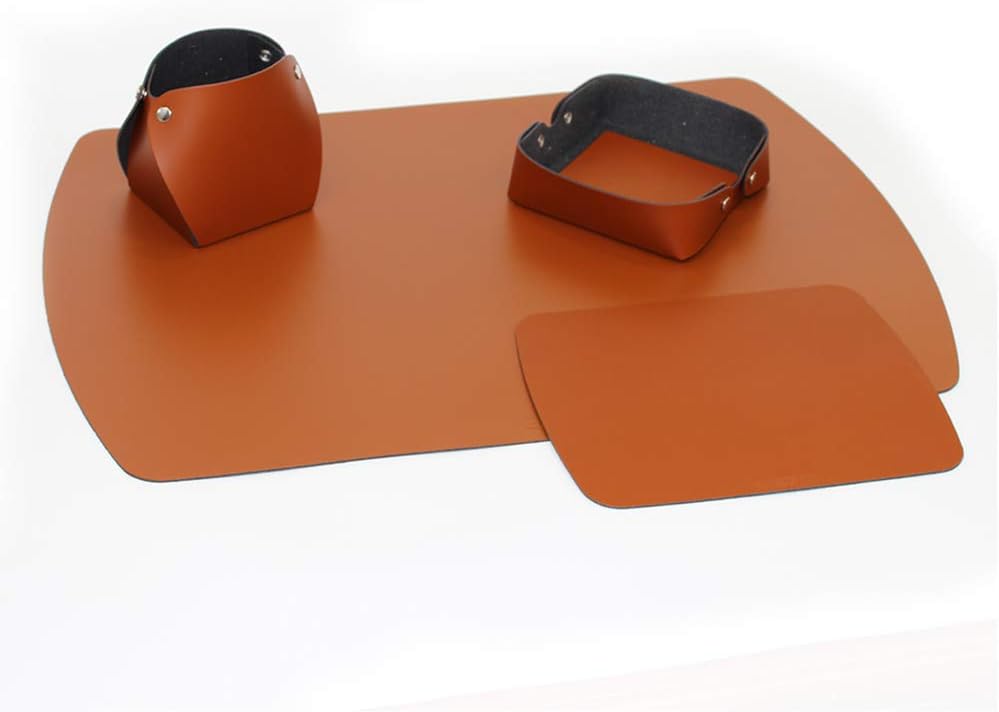 Leather Desk Blotter Set (21inch x 14inch) with Mouse Pad and Accessories