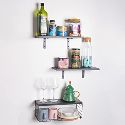 Yoursorter Floating Shelves For Wall, Black Bathroom Shelves Over Toilet With Paper Storage Basket, Rustic Wall Shelves Wood Farmhouse Wall Decor For Bathroom, Bedroom, Living Room, Kitchen #TOP7