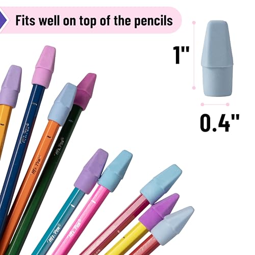 Image of Mr. Pen- Bulk Pencil Erasers Toppers, 1000 Pack, Colorful, Latex Free | No-Smudge Cap Pencil Erasers for Precise Erasing, Kids, Teachers, Studying Supplies