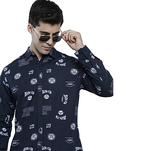Image of The Indian Garage Co Men Cotton Regular Fit Full Sleeves Spread Collar Casual Shirt