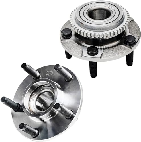 Image of Detroit Axle - Front Brake Kit for 1999-2004 Ford Mustang Base GT | Drilled & Slotted Brake Rotors and Ceramic Brake Pads Wheel Bearing Hubs 2000 2001 2002 2003 Replacement