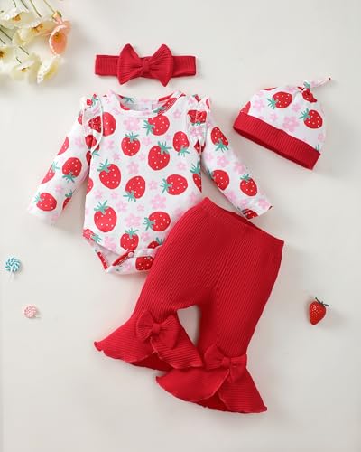 Newborn Baby Girl Clothes Infant Winter Fall Outfits Clothing Romper Ribbed Bell Bottoms Flared Pants Outfit Sets2